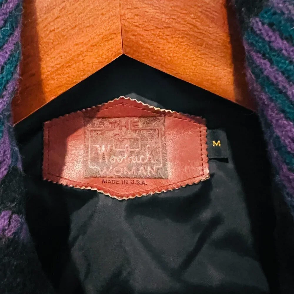 Vintage Woolrich Jacket Women's Southwest Aztec Navajo Wool Blanket Trench Coat - Picture 5 of 16